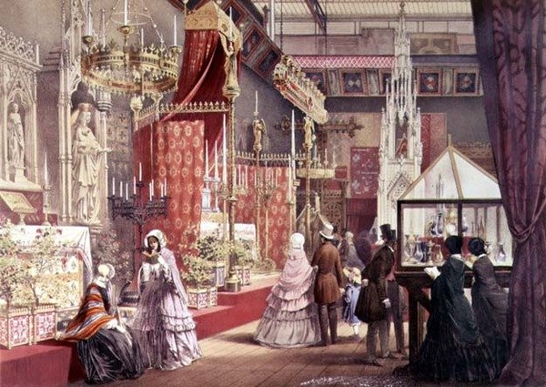 Flott utstilling: Middelalderdomstol, designet av Pugin, 1851 (se også 205263) av Joseph after Nash