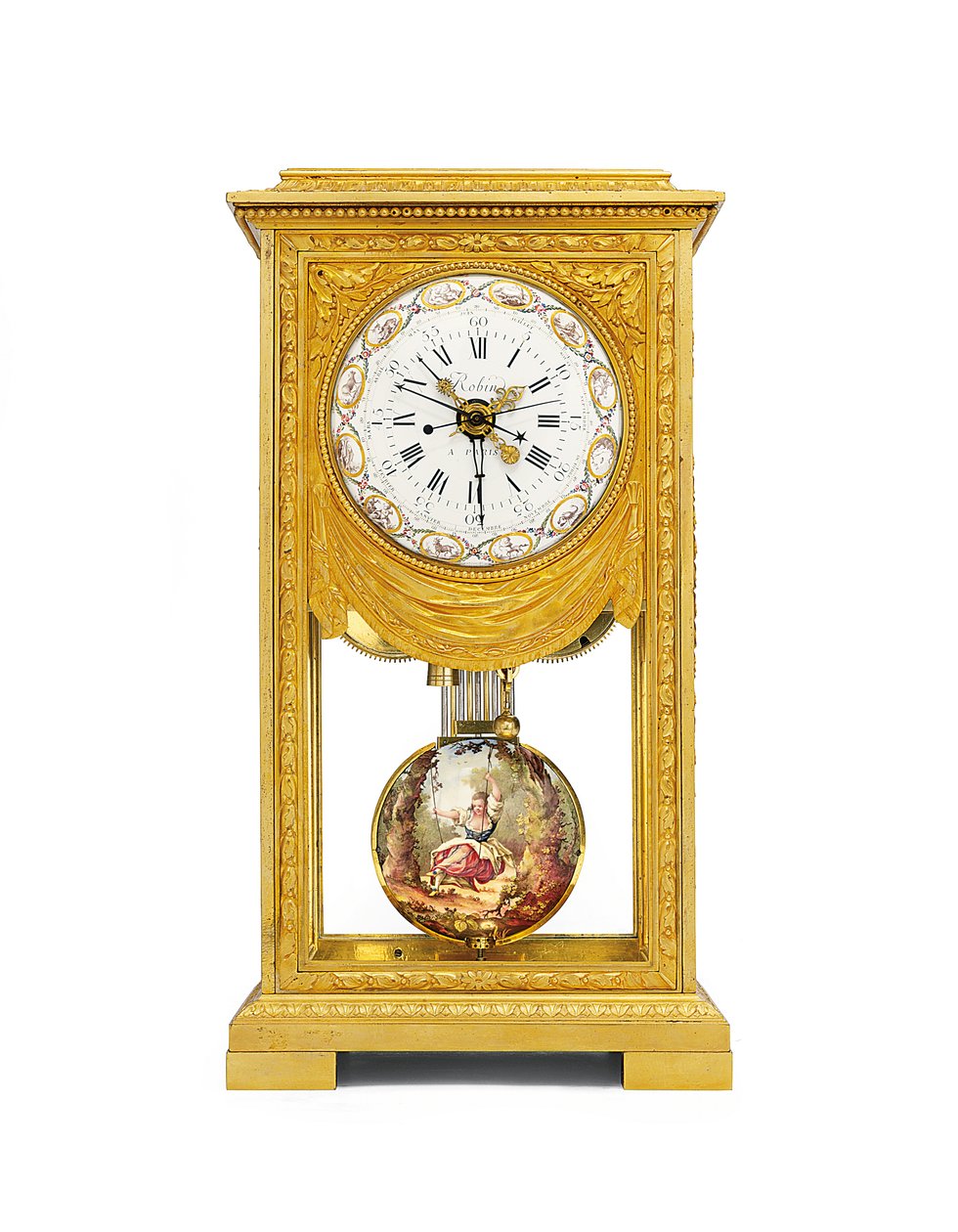 Louis XVI-måneds- og solar-tid mantel regulator med remontoire av Joseph and Robin Robert  Coteau