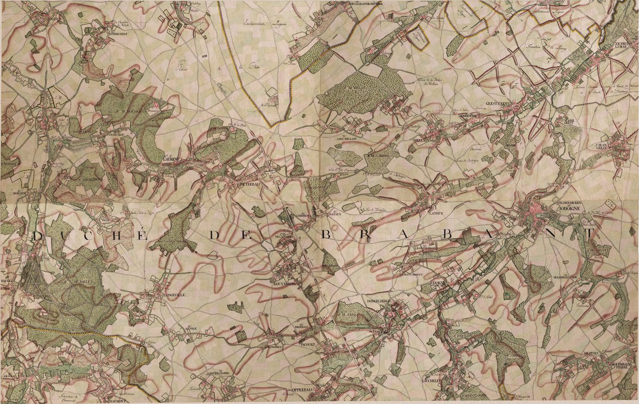 Kart over Jodoigne av Joseph de Ferraris