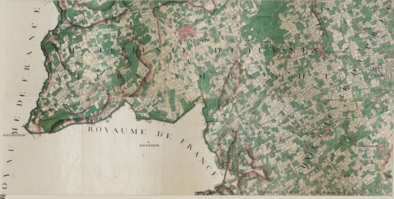 Kart over Poperinghe - Poperinge av Joseph de Ferraris