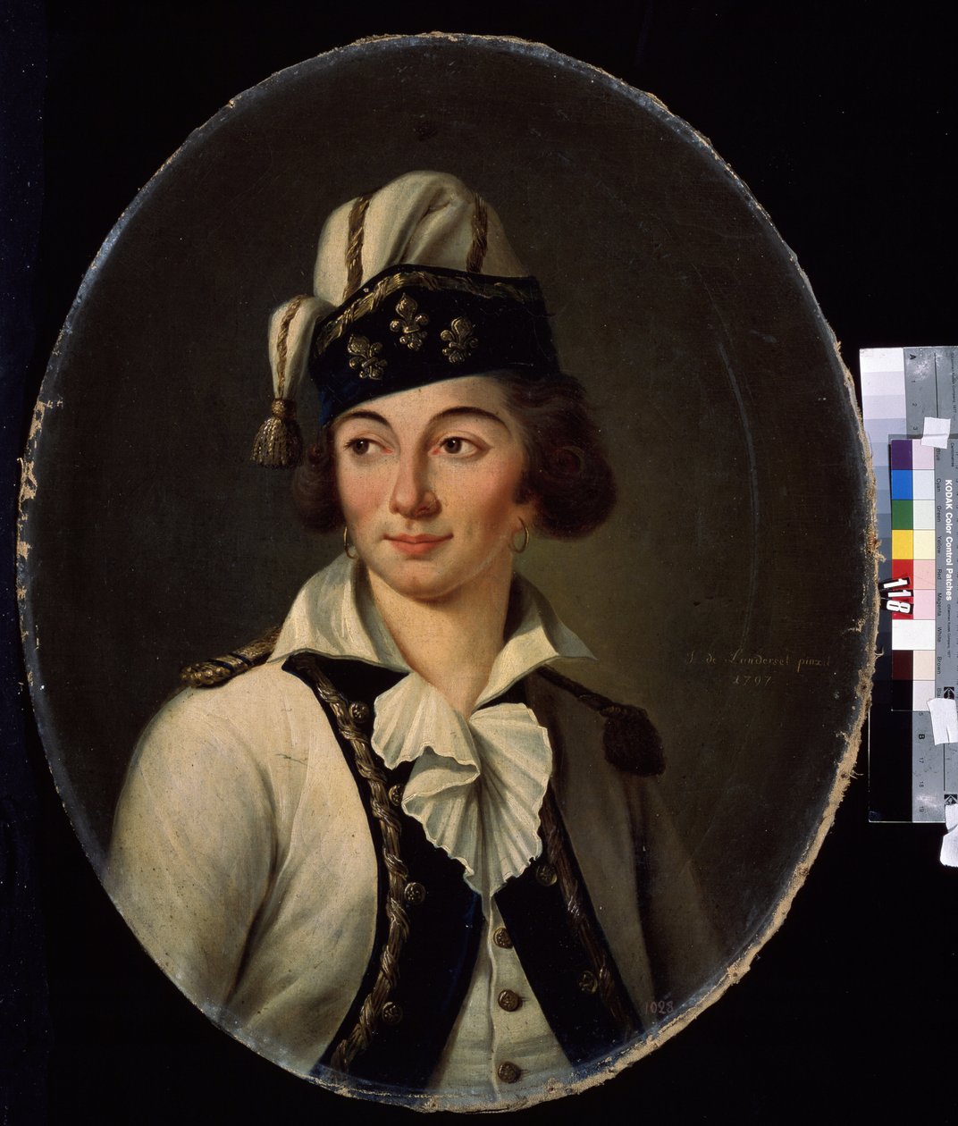 ""Portrait de dame deguisee"" (Portrait of a Lady in fancy dress) Peinture de Joseph de Landerset (1753-1824) 1797 Mikhail Kroshitsky Art Museum, Sevastopol (Sebastopol) Ukraina av Joseph de Landerset