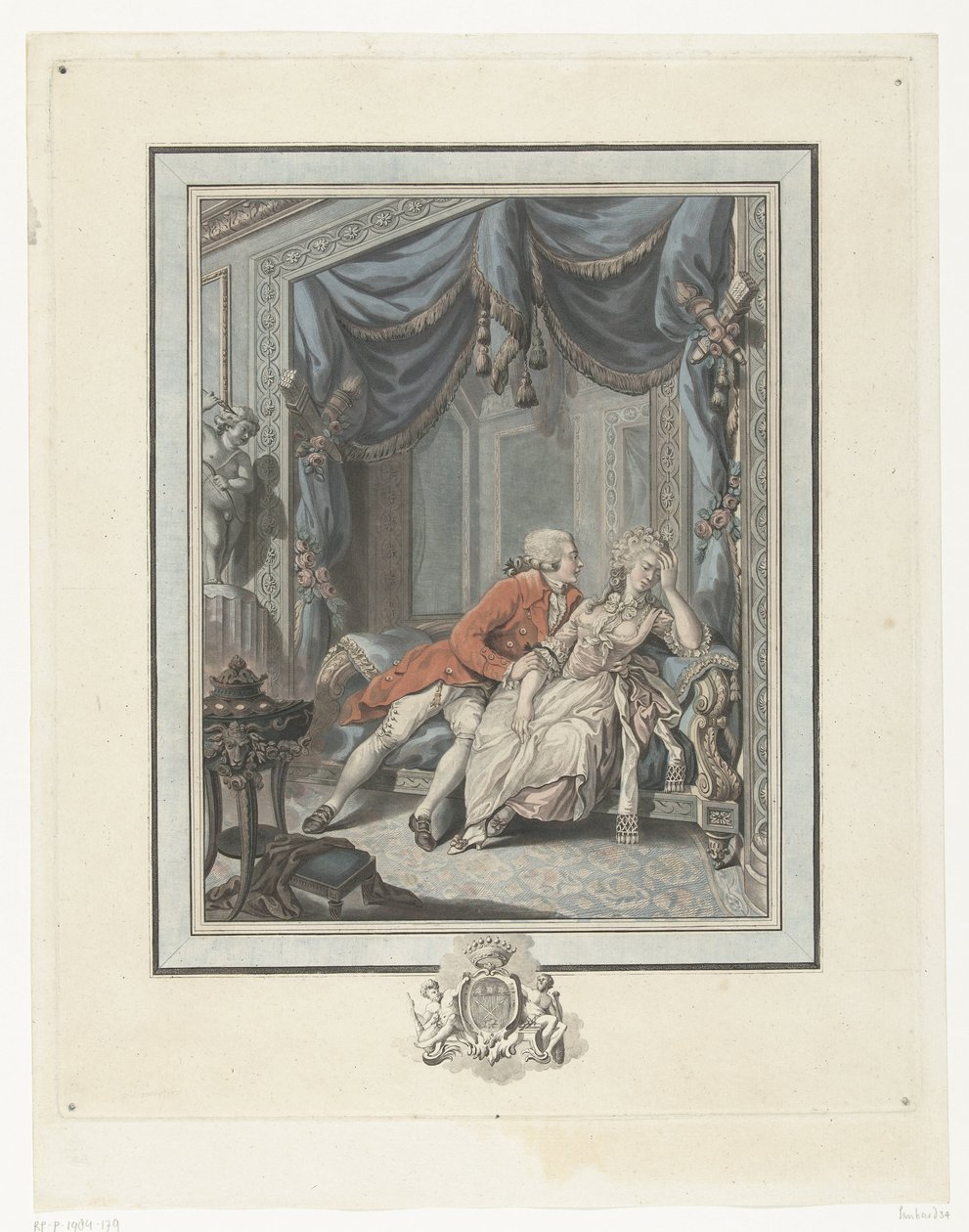 Ung mann prøver å forføre en dame La returnere a la vertu av Joseph de Longueil
