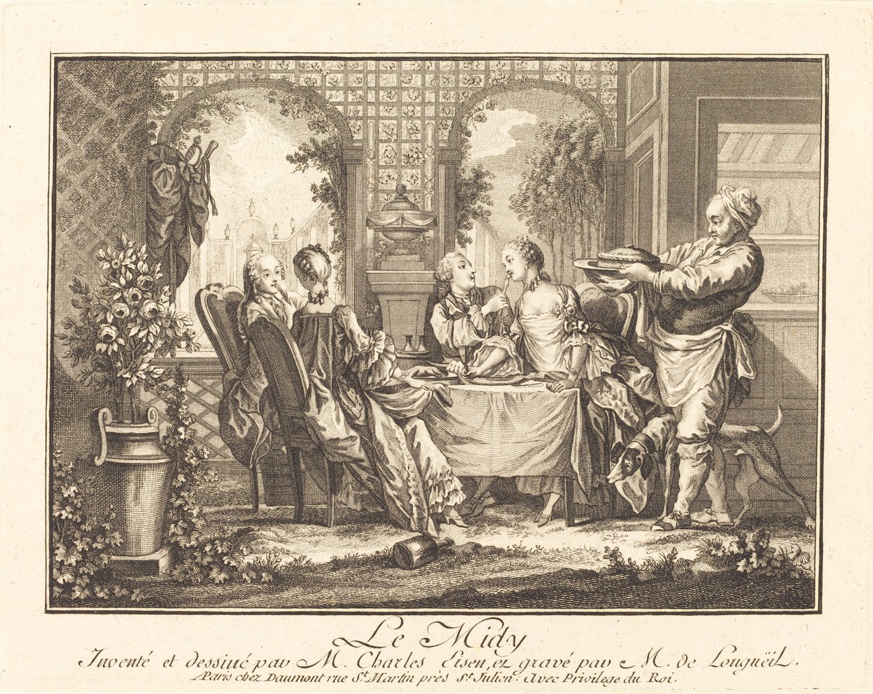 Middagstid av Joseph de Longueil after Charles Eisen