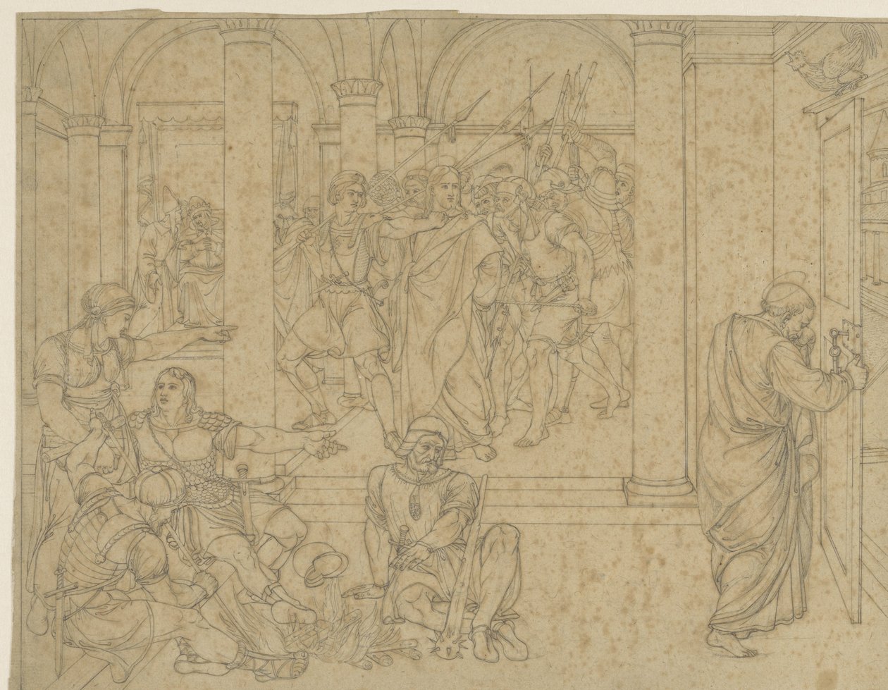 Peter Denies Christ, presentert i salen til tinghuset av Joseph von Fuhrich