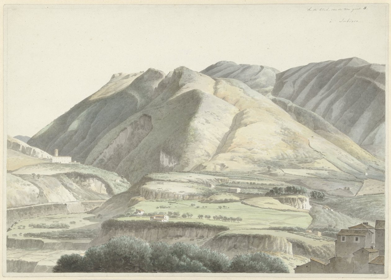 Italiensk landskap ved Subiaco av Josephus Augustus Knip