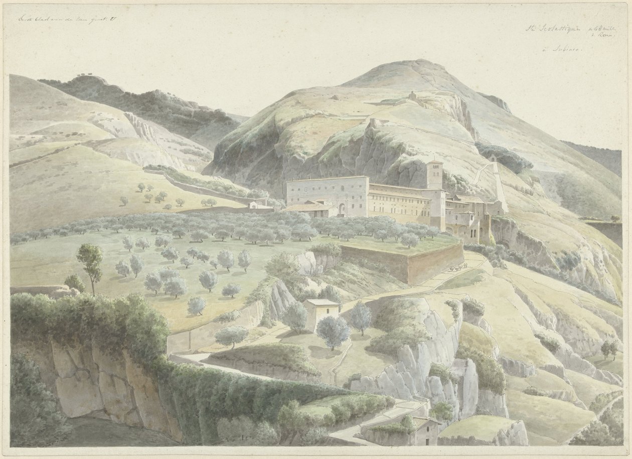 Landskap med kloster ved Subiaco av Josephus Augustus Knip