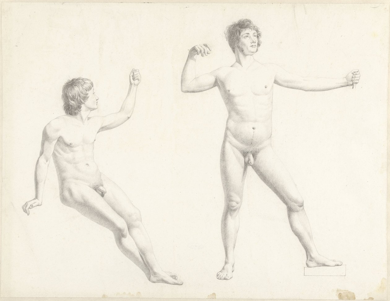 To mannlige nakenstudier av Josephus Augustus Knip