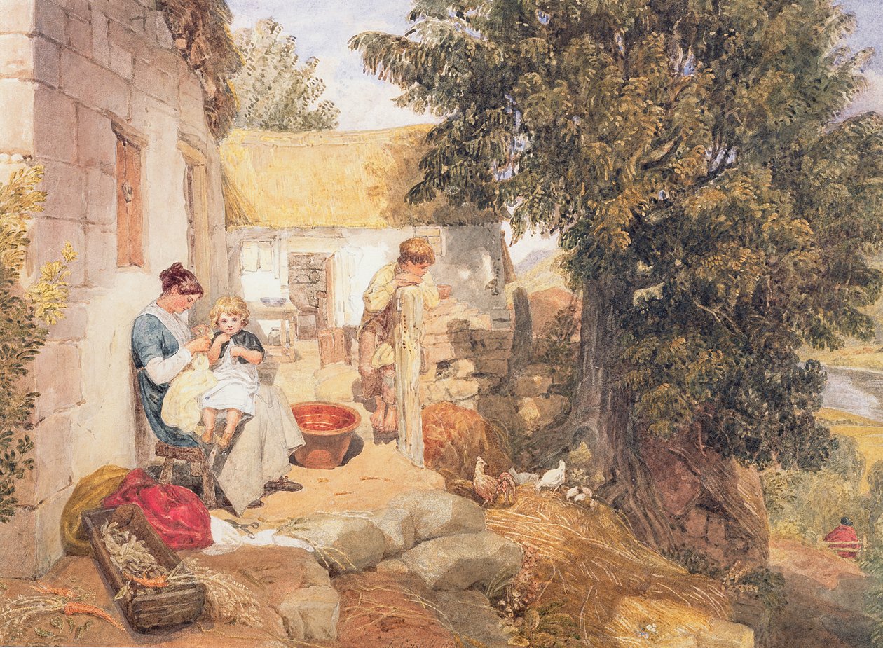 Hytter nær Symonds Yat med landsfigurer, 1825 av Joshua Cristall