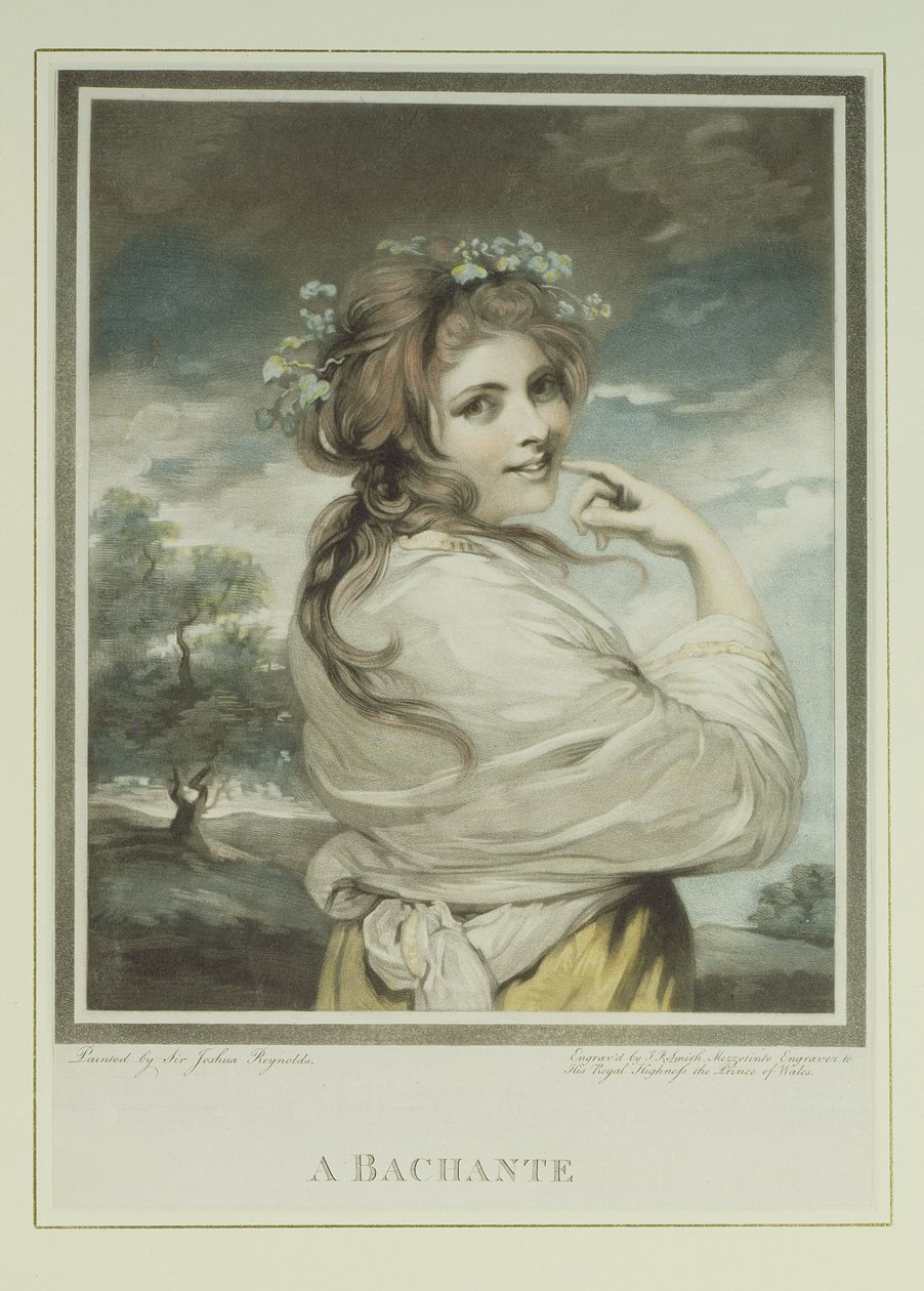En Bachante, gravert og pub. av John Raphael Smith (1752-1812), 1784 (mezzotintgravering) av Joshua Reynolds