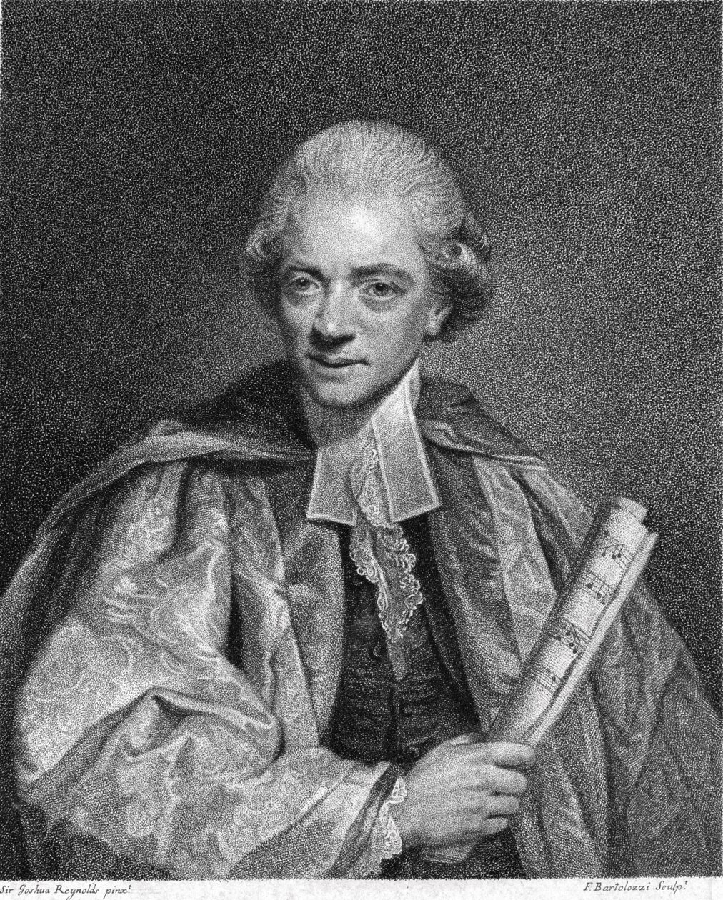 Charles Burney (1726-1814) gravert av Francesco Bartolozzi (1727-1815) utgitt i 1784 av Joshua Reynolds
