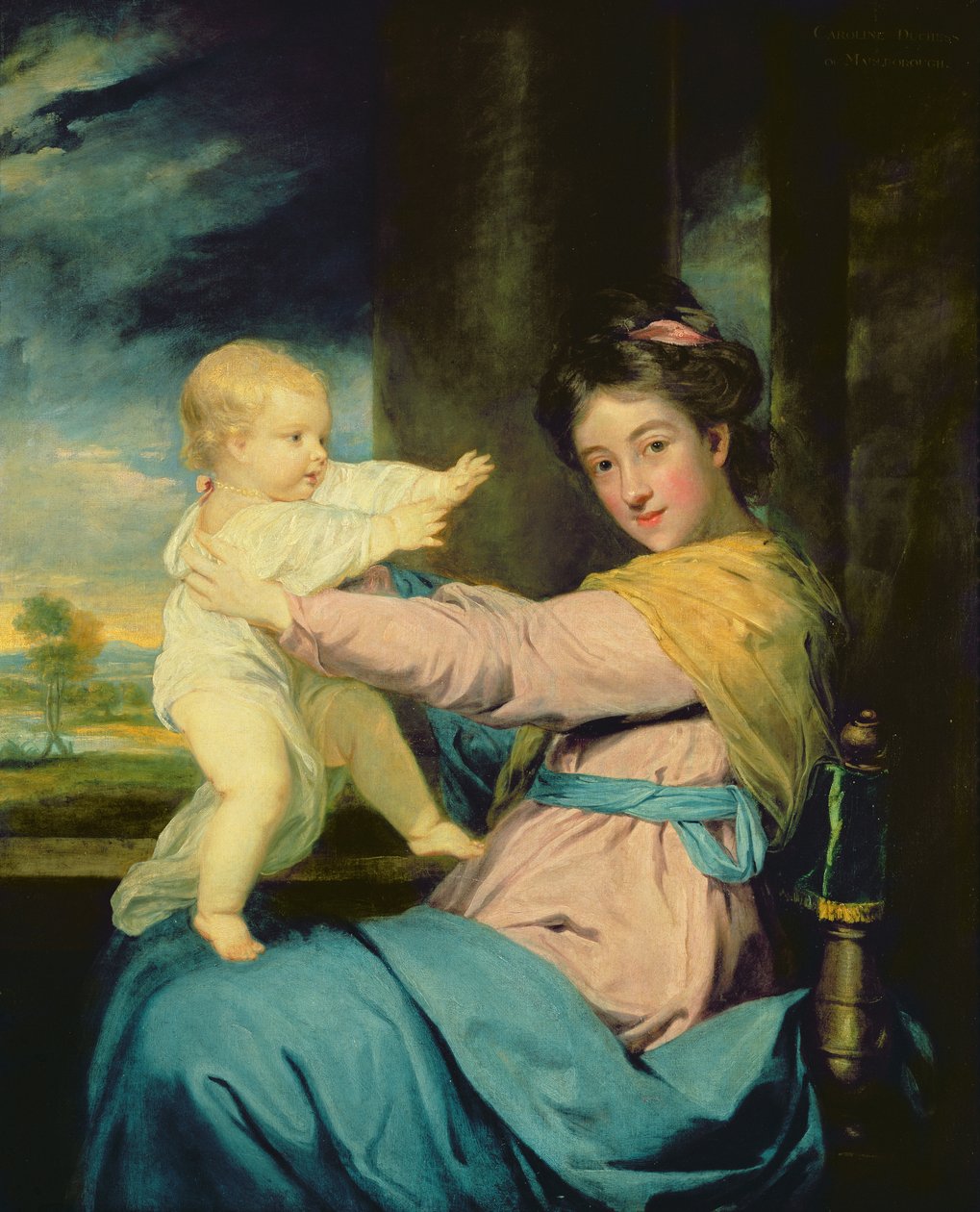 Portrett av Caroline, hertuginne av Marlborough med datteren Lady Caroline Spencer 1764-67 (for detaljer se 91074) av Joshua Reynolds