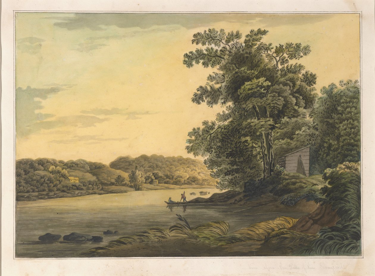 View Above the Falls of the Schuylkill, ca. 1819 (wc på papir) av Joshua H. Shaw