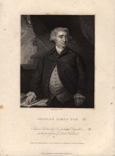 Charles James Fox (1749-1806), gravert av John William Cook (gravering) av Joshua (after) Reynolds