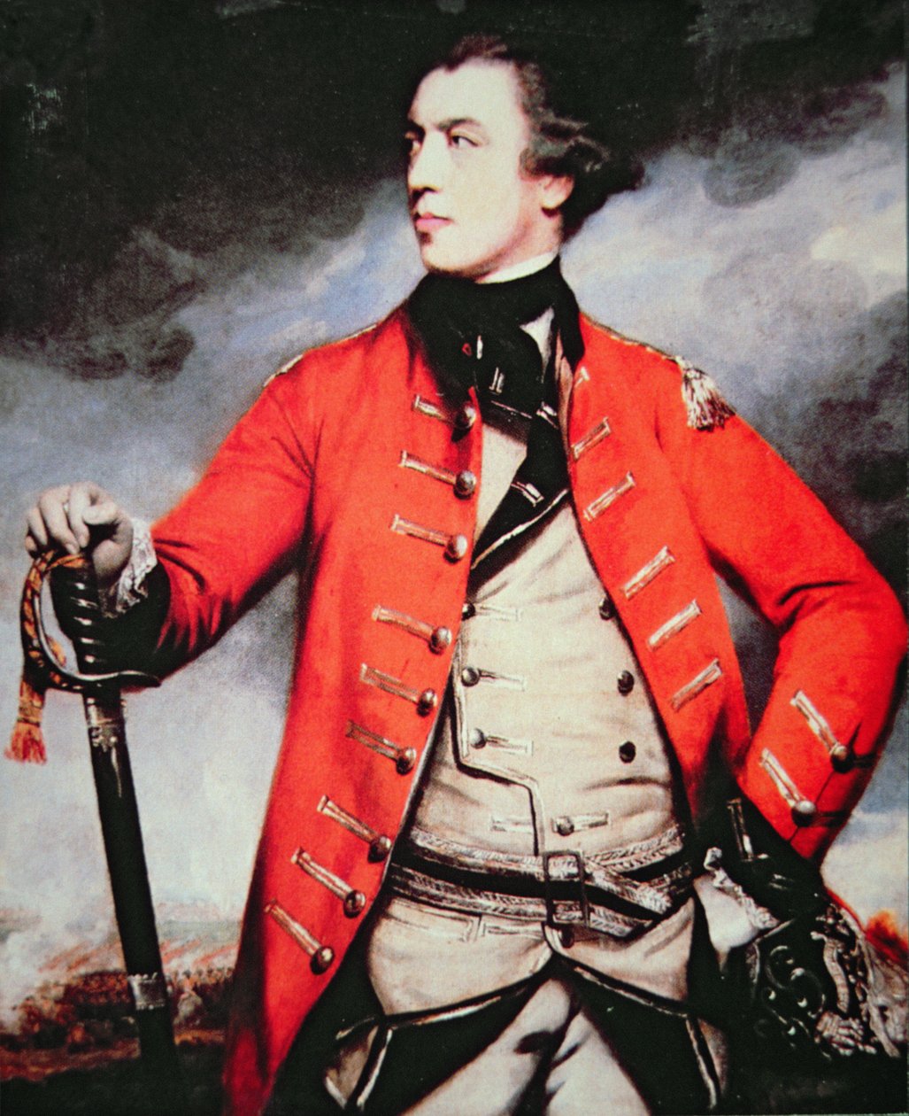 General John Burgoyne (farge litho) av Joshua (after) Reynolds