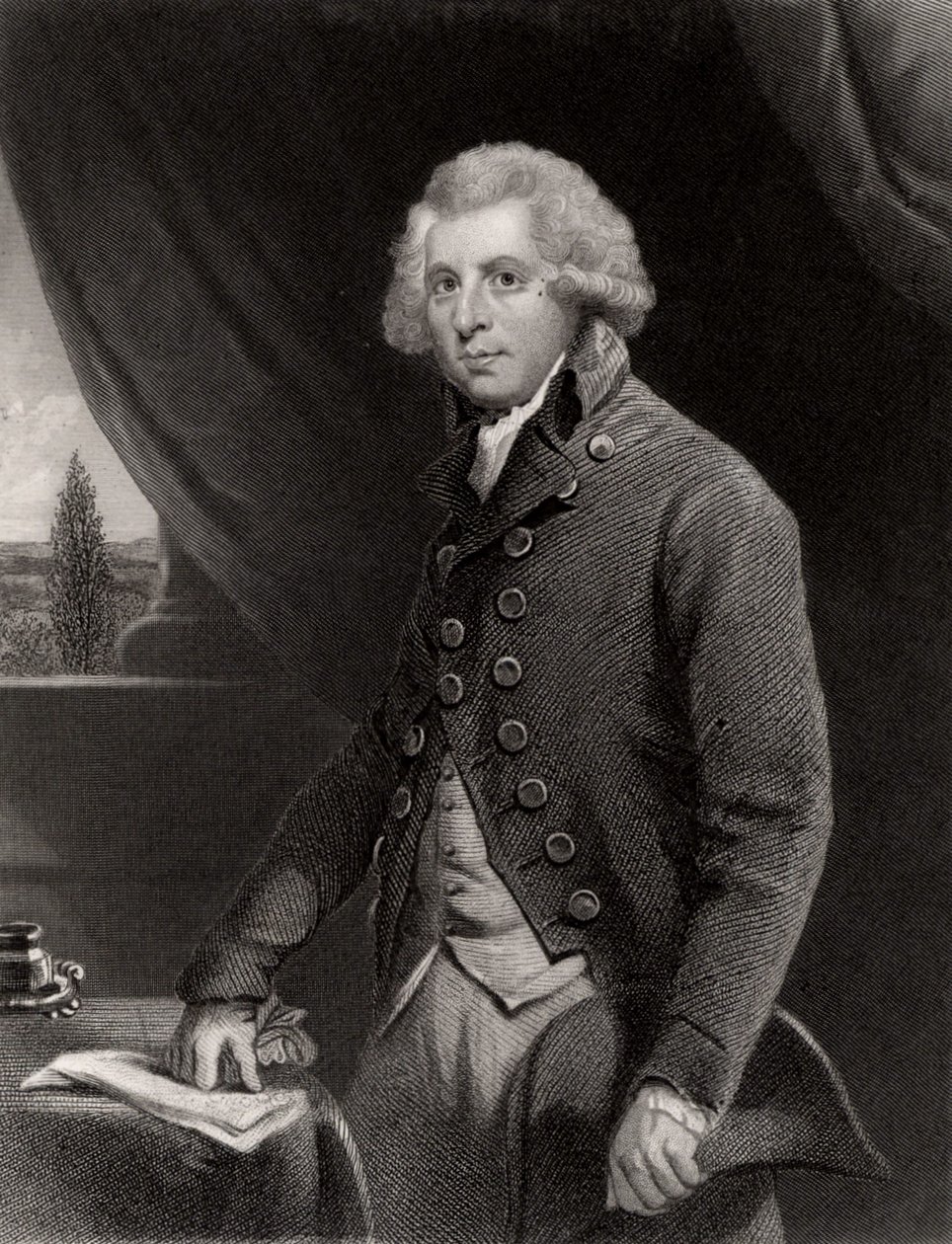 Portrett av Richard B. Sheridan av Joshua (after) Reynolds