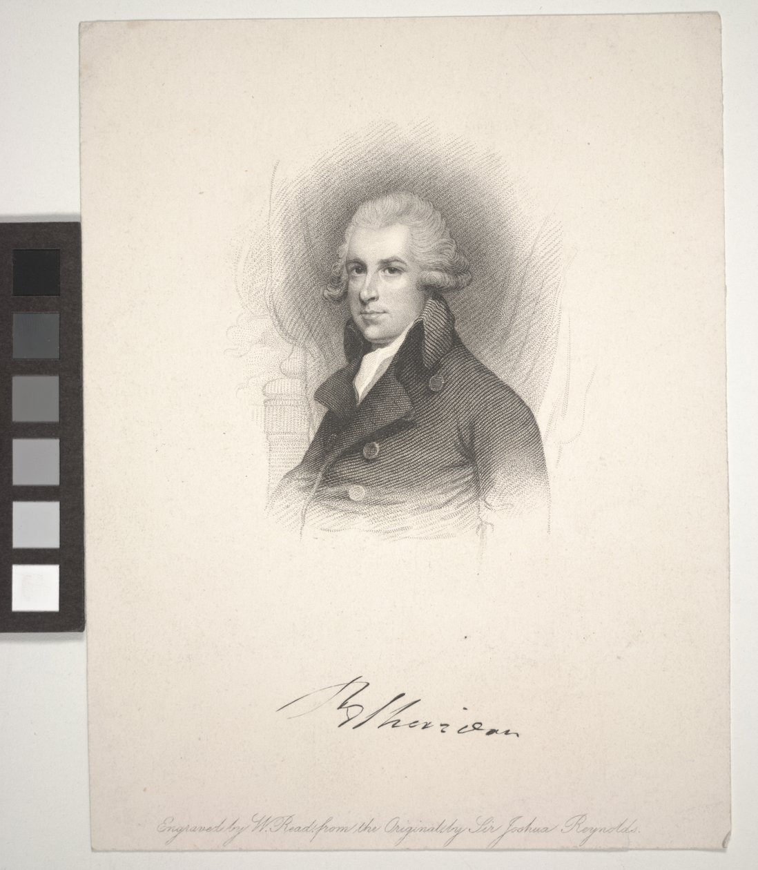 Richard Brinsley Sheridan, gravert av W. Read (1824-1837) av Joshua (after) Reynolds
