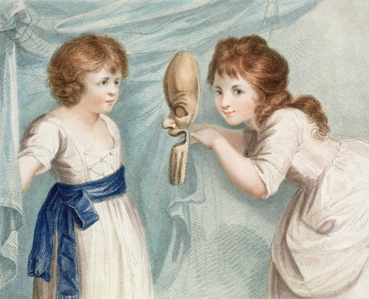 Masken, gravert av Luigi Schiavonetti (1765-1810), pub. av T. Simpson og Darling & Thompson av Joshua (after) Reynolds