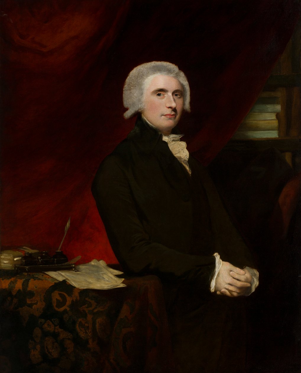 Portrett av Thomas, Lord Erskine (1750-1823) i biblioteket hans (olje på lerret) av Joshua (circle of) Reynolds