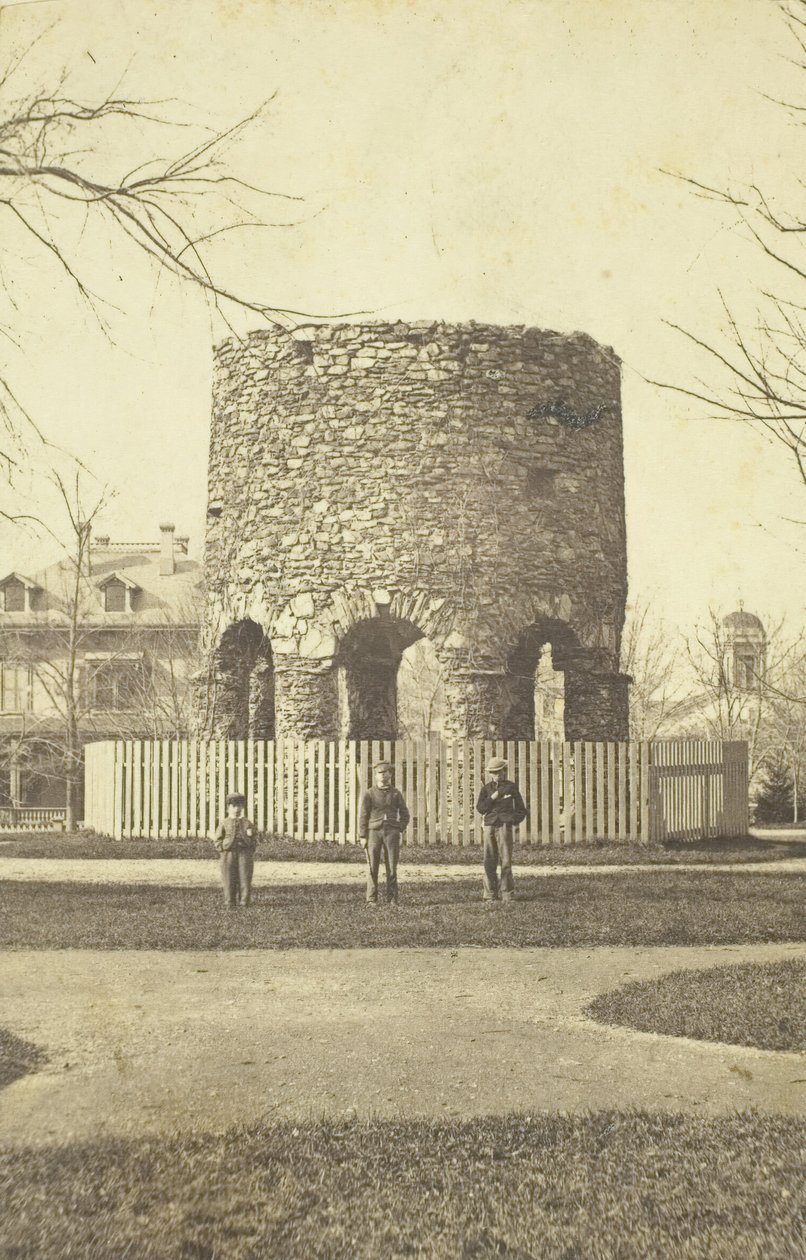 Unavngitt steintårn med gutter, 1850-1880-årene. av Joshua Appleby Williams