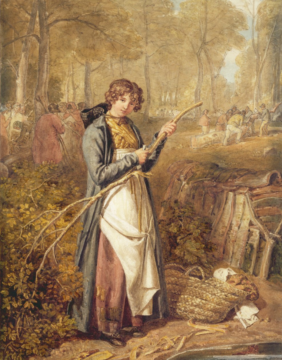 Barking Timber i Wychwood Forest (wc på papir) av Joshua Cristall
