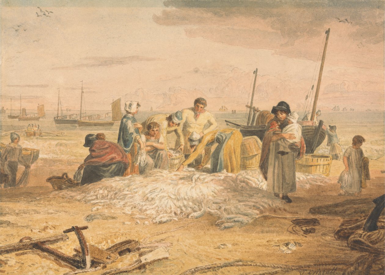 Lander en makrellfangst, Hastings av Joshua Cristall