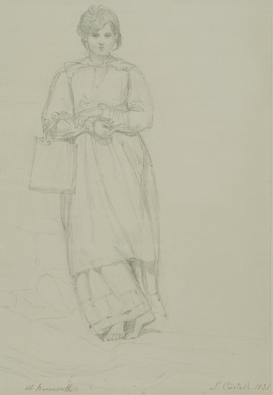 Young Girl Holding Milk Can, 1831 (grafitt på vevd papir) av Joshua Cristall