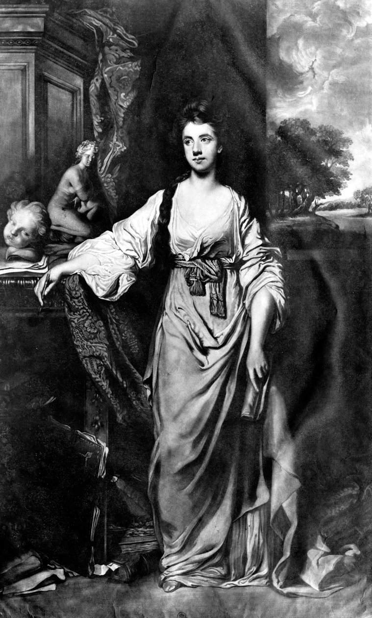 Anne Hussey Stanhope født Delaval, senere Morris, Lady Stanhope, gravert av James Watson mezzotint av Joshua Reynolds