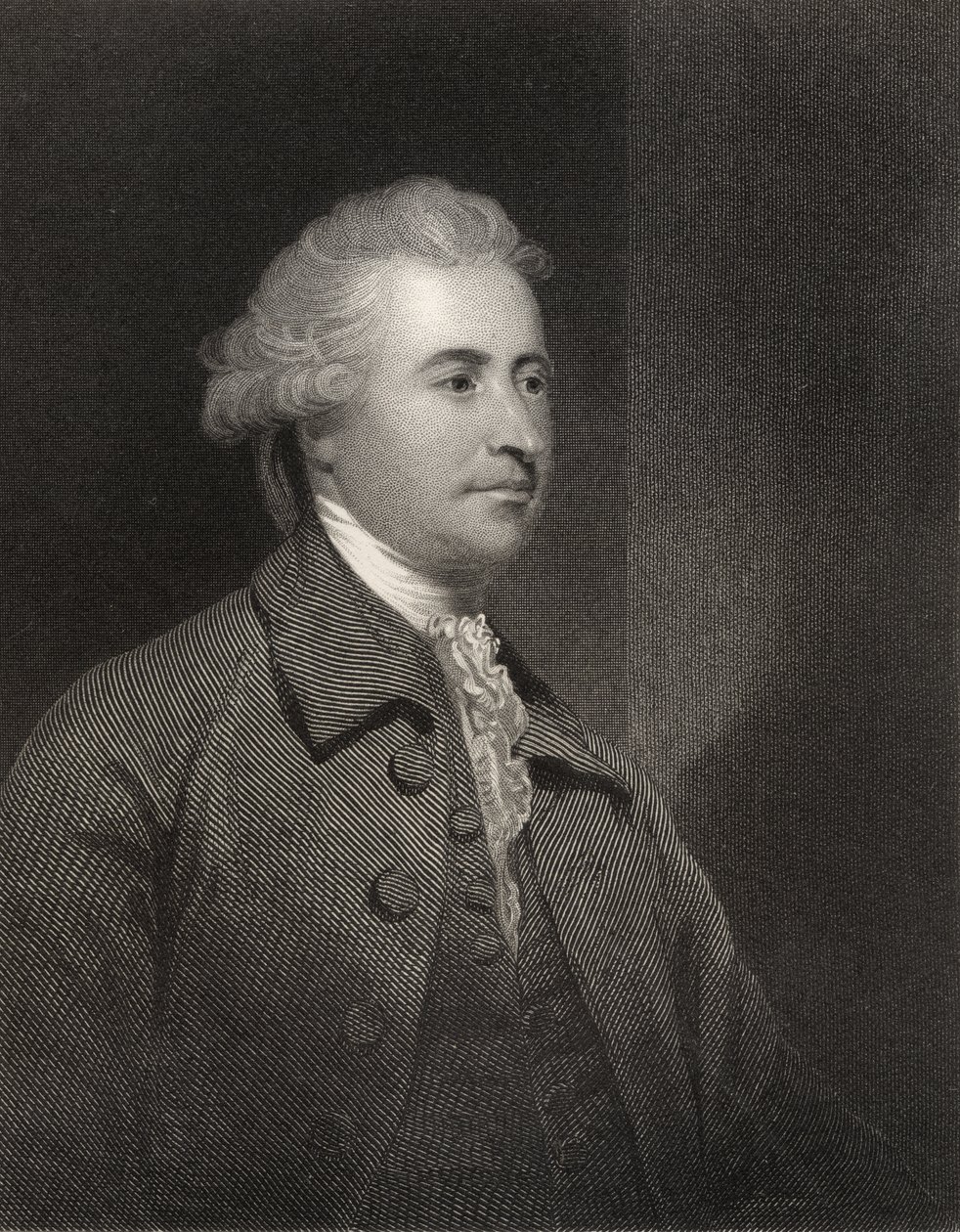 Edmund Burke, gravert av H. Robinson, fra 'National Portrait Gallery, bind III', utgitt ca. 1835 av Joshua Reynolds