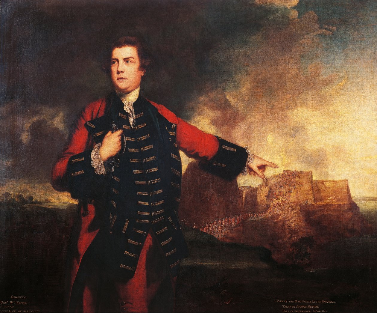 Portrett av den britiske generalen William Keppel som stormer Morro Castle, maleri av Joshua Reynolds (1723-1792) av Joshua Reynolds