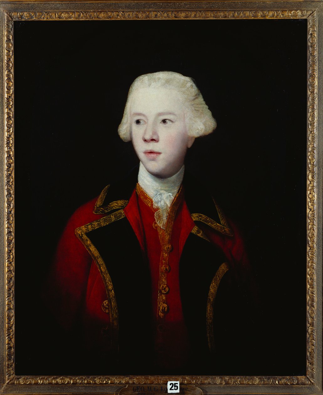 Portrett av George Augustus, 3. Viscount Howe, halv lengde, iført uniformen til 1. garde av Joshua Reynolds