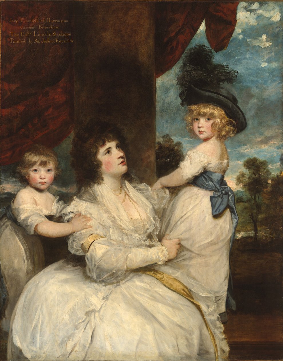 Portrett av Jane, grevinne av Harrington, med hennes sønner, viscount Petersham og den ærede Lincoln Stanhope, 1786-7 av Joshua Reynolds