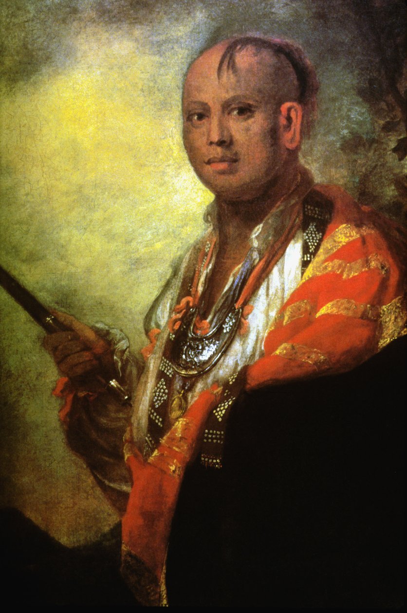 Portrett av Syacaust Ukah, leder av Cherokee-stammen av Joshua Reynolds