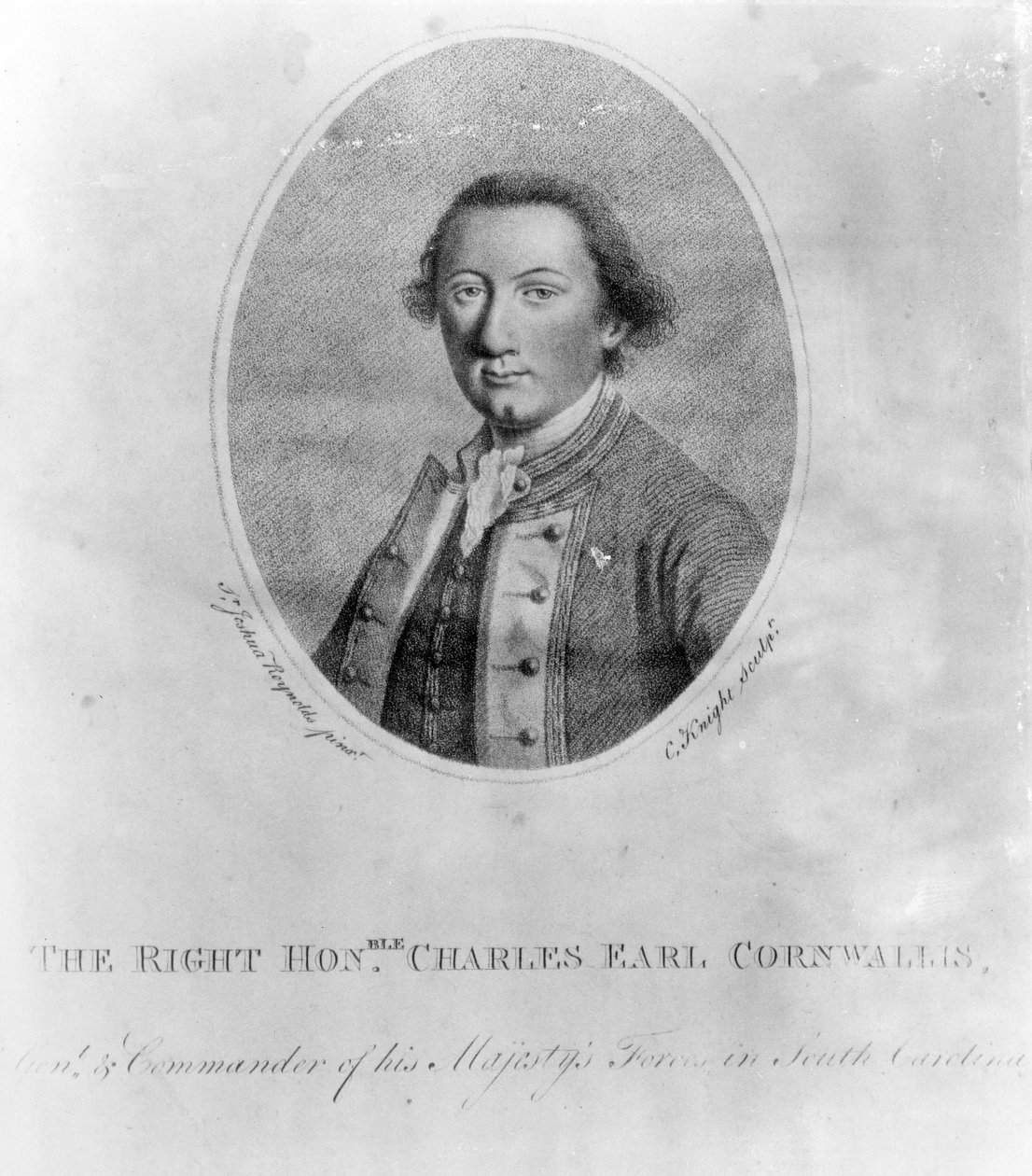Høyre Hon. Charles Earl Cornwallis, trykk laget av C. Knight av Joshua Reynolds