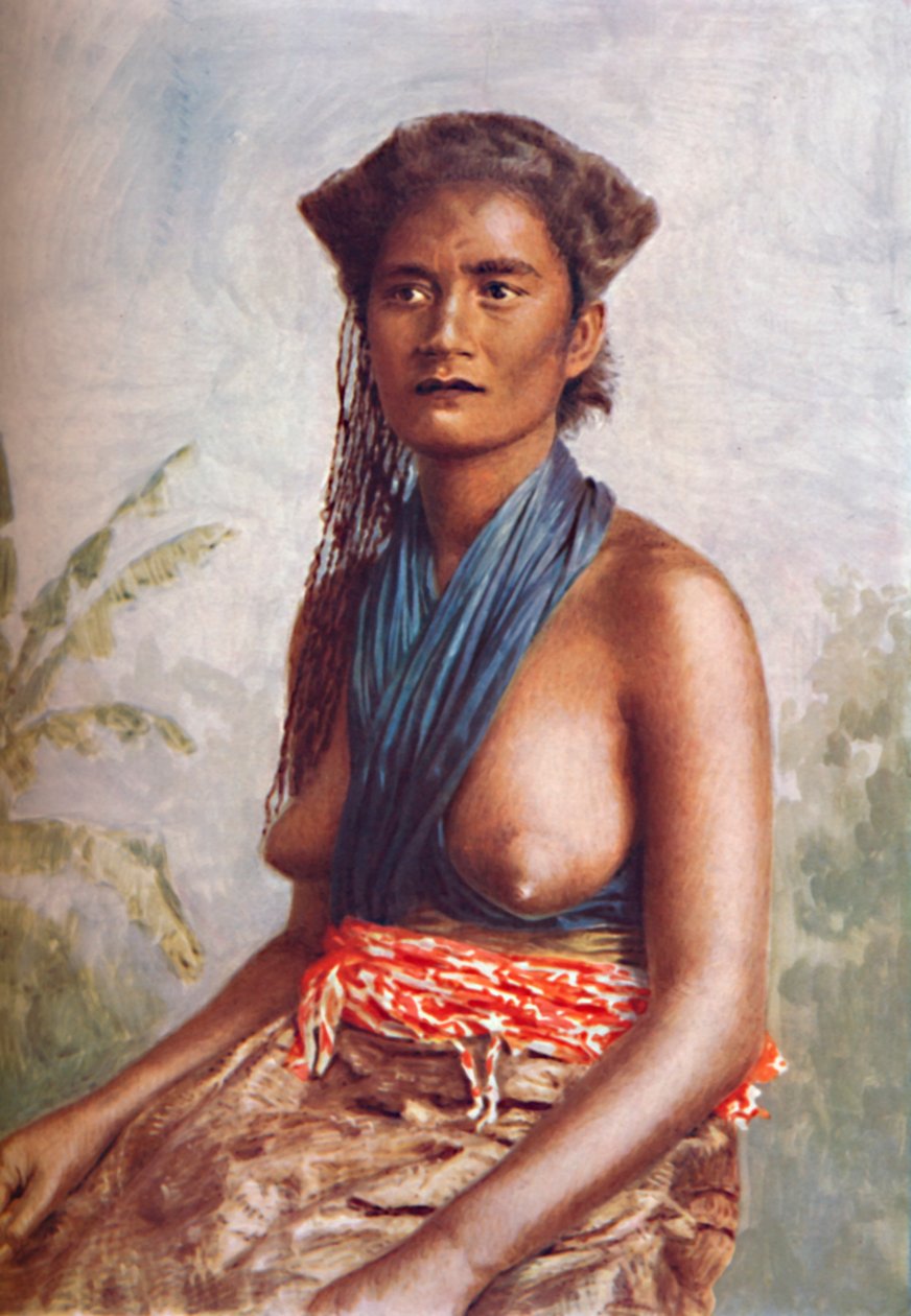 En kvinne fra Fiji i innfødt kjole, 1902 av Josiah Martin