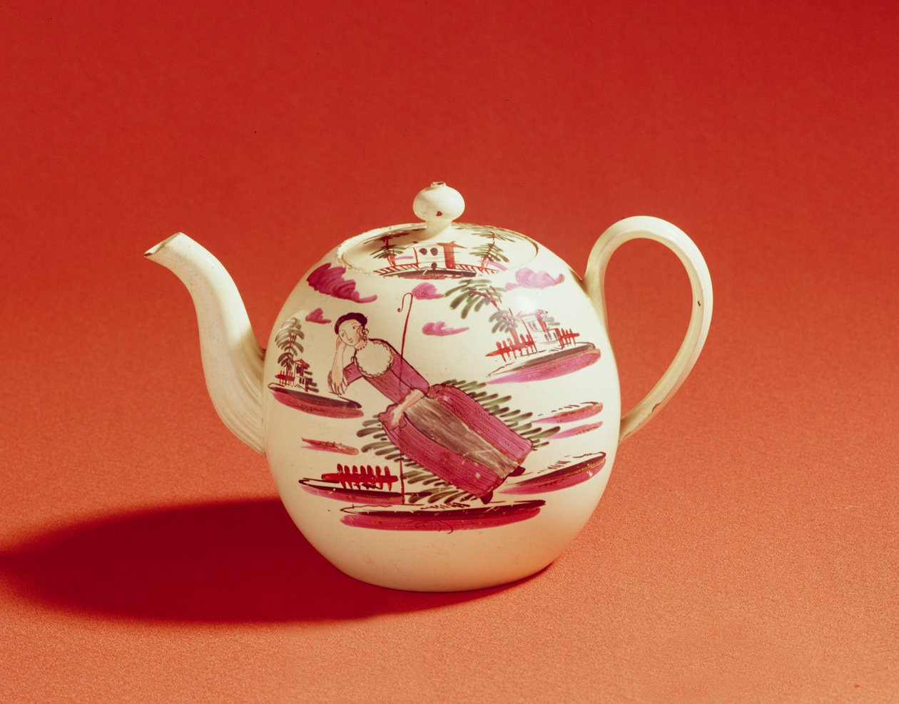 Shepherdess tekanne, dekorert av David Rhodes, ca. 1770 (kremvare) av Josiah Wedgwood