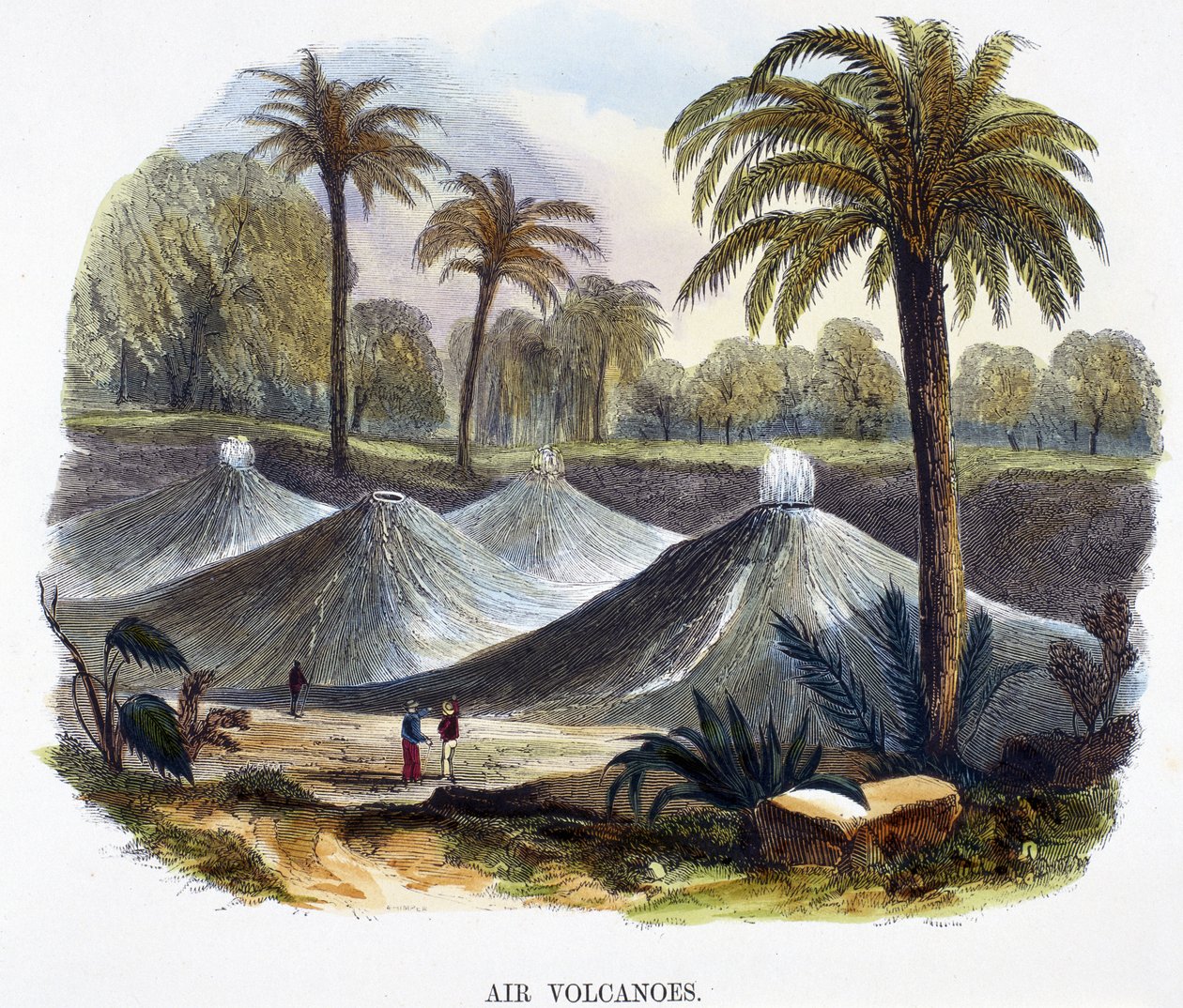 Air Volcanoes, nær Cartagena, Colombia, fra Phenomena of Nature, 1849 av Josiah Wood Whymper