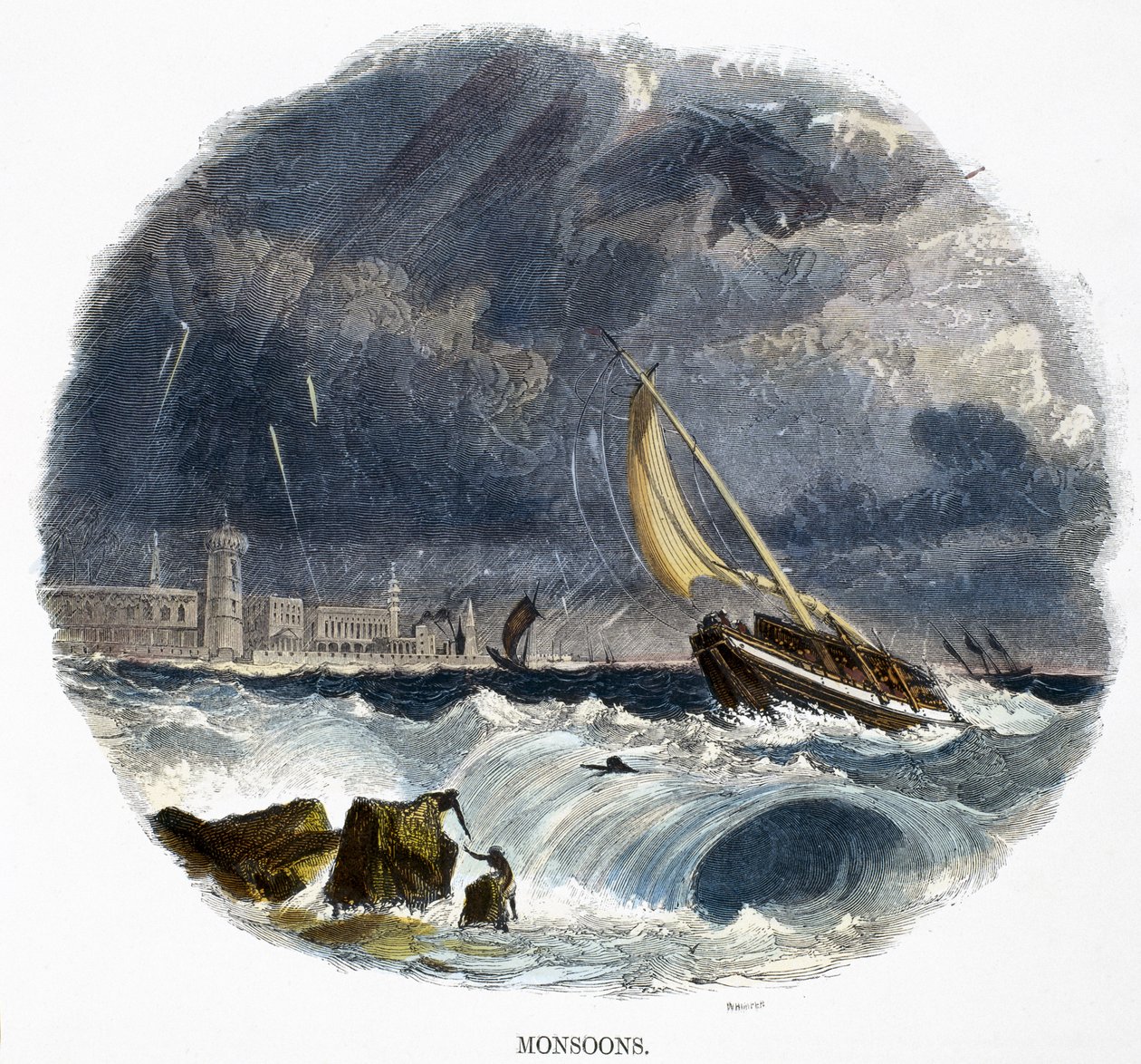 Monsuner, fra Phenomena of Nature, 1849 av Josiah Wood Whymper