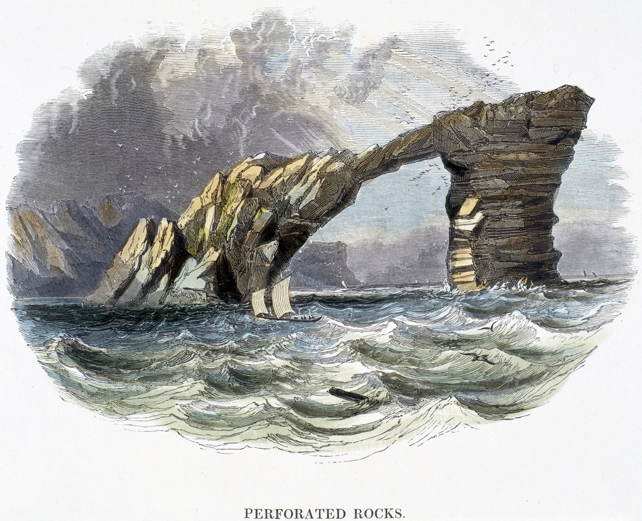 Perforerte bergarter, fra Phenomena of Nature, 1849 av Josiah Wood Whymper