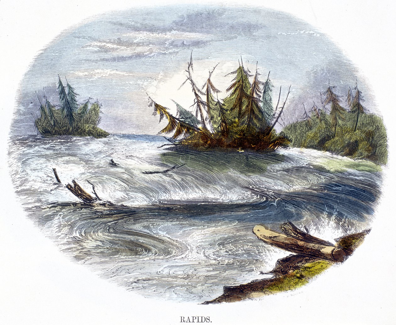 Rapids, fra Phenomena of Nature, 1849 av Josiah Wood Whymper