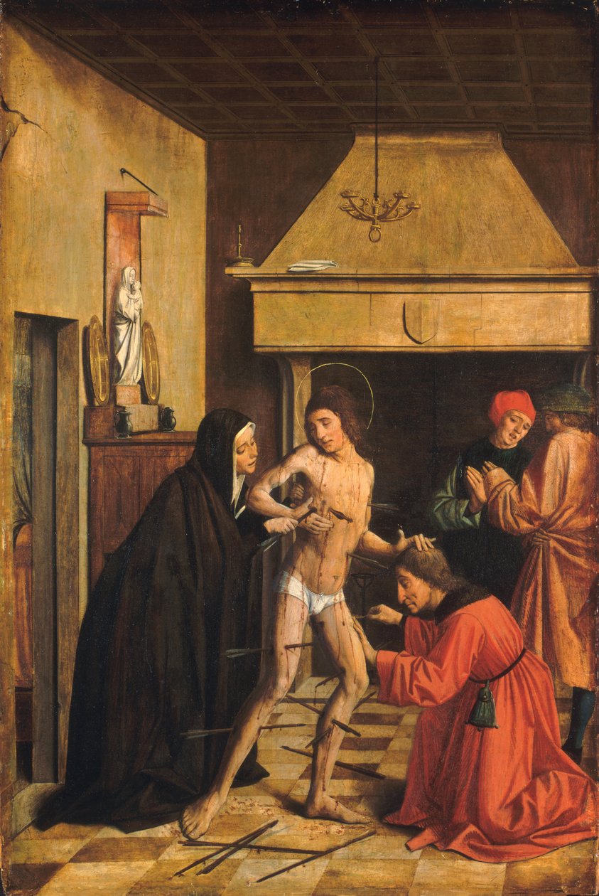 Saint Sebastian kurert av Irene av Josse Lieferinxe