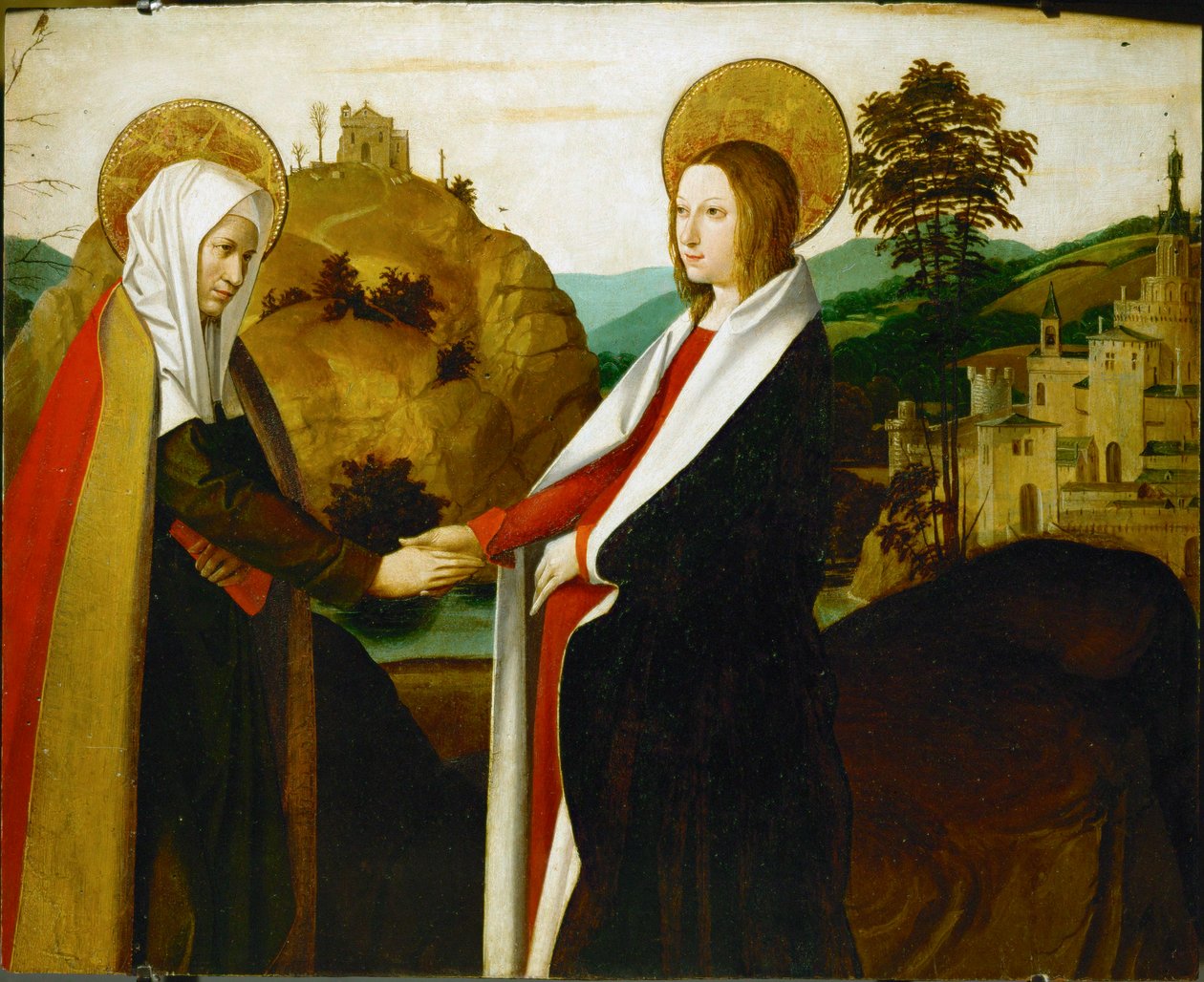 Besøket (maleri på tre) av Josse (fl.1493-1508) Lieferinxe