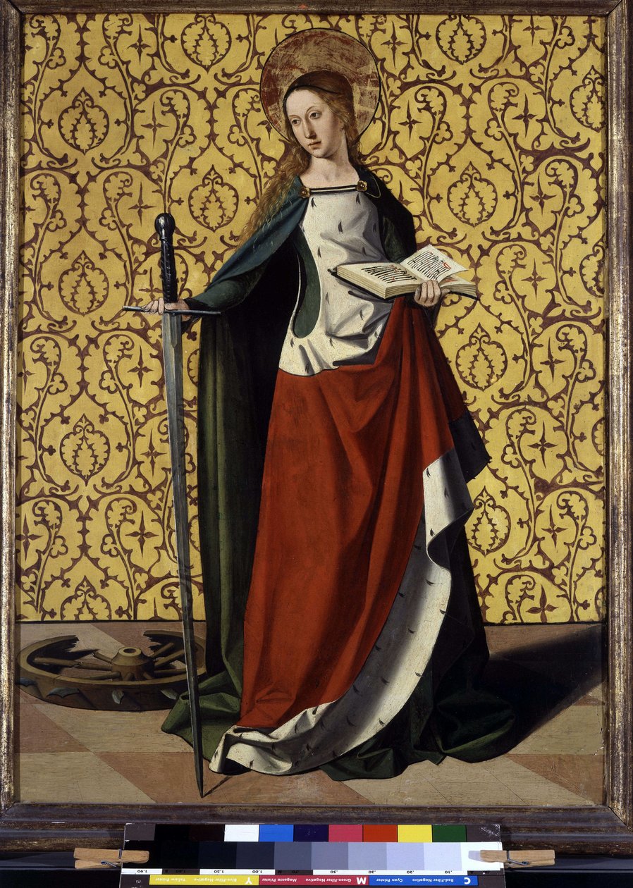 Baksiden av altertavlen: St. Katarina av Alexandria av Josse (fl.1493 1508) Lieferinxe