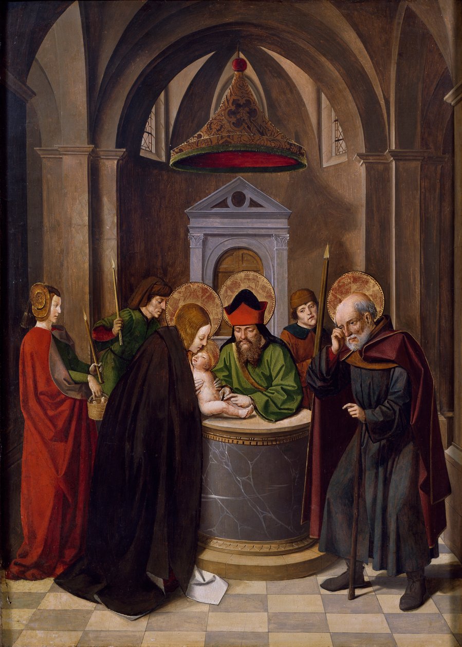 Omskjæring av Jesus, av Josse Lieferinxe (død før 1508) av Josse (fl.1493 1508) Lieferinxe