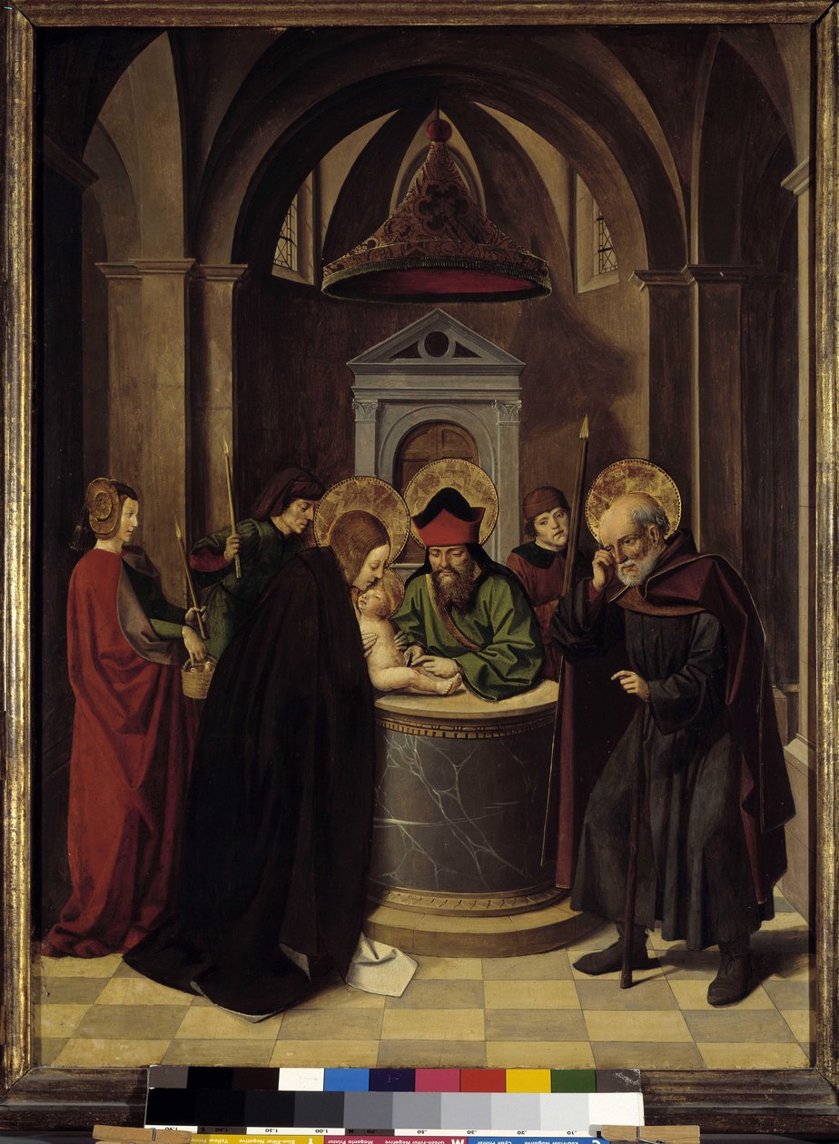 Scener fra Jomfruens liv: omskjæring, ca. 1500 (olje på tre) av Josse (fl.1493 1508) Lieferinxe