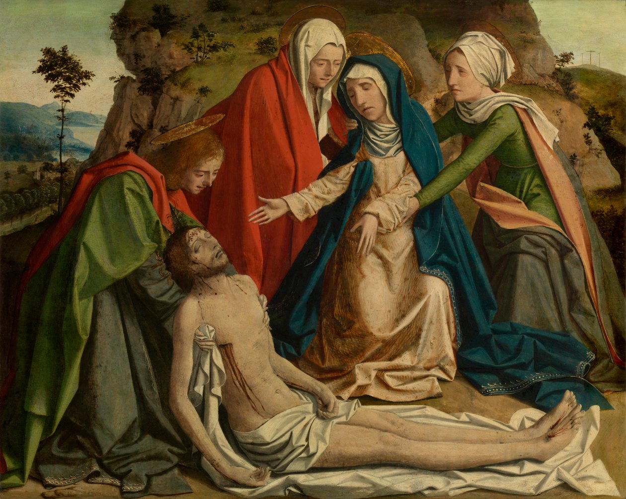 Klagesangen over den døde Kristus (olje på panel) av Josse (fl.1493 1508) Lieferinxe