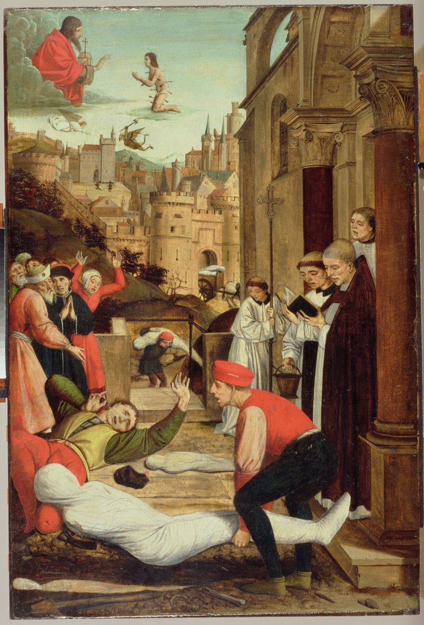 St. Sebastian i forbønn for pesten, 1497-99 av Josse Lieferinxe