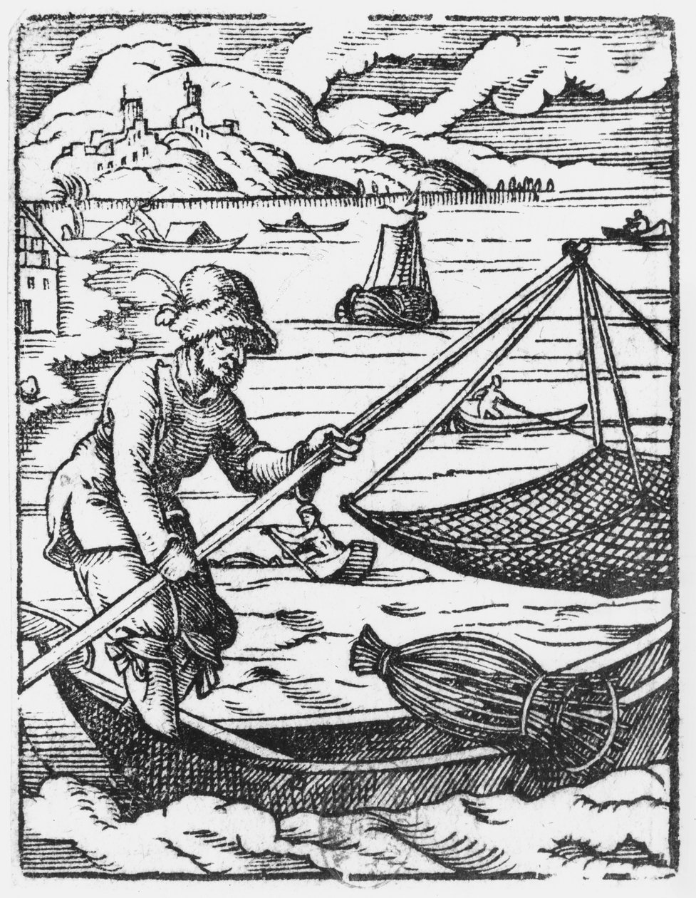 Fiskeren (tresnitt) (bw-bilde) av Jost Amman