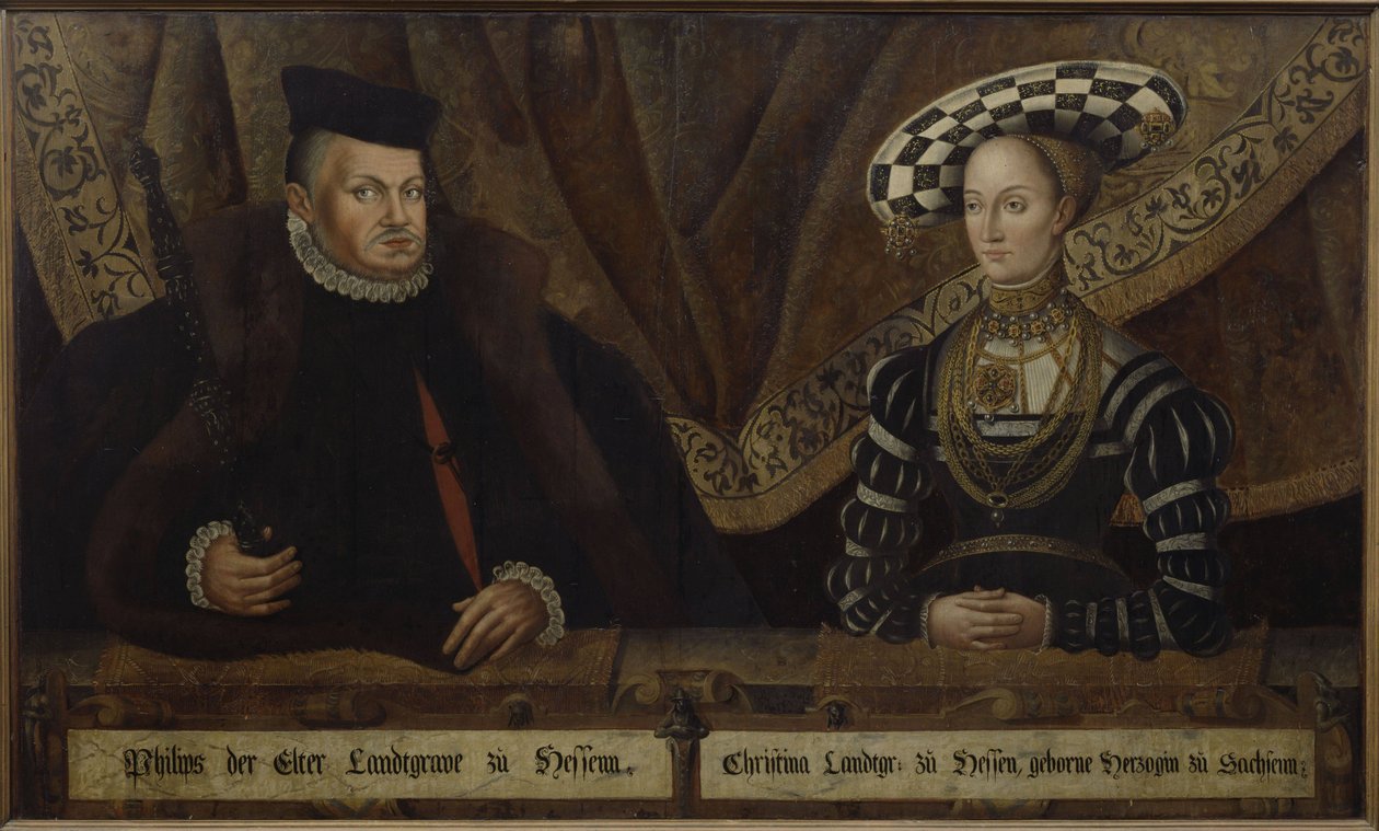Dobbeltportrett av Philip the Magnanimous og hans kone Christine, født hertug av Sachsen av Jost vom Hoff