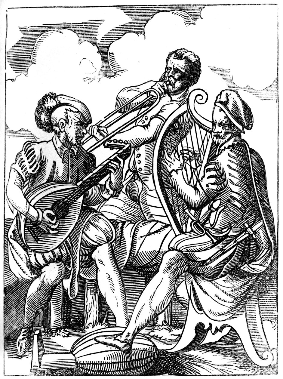 En gitarist, en lutenist og en trombonespiller, 1500-tallet 1849. av Jost Amman