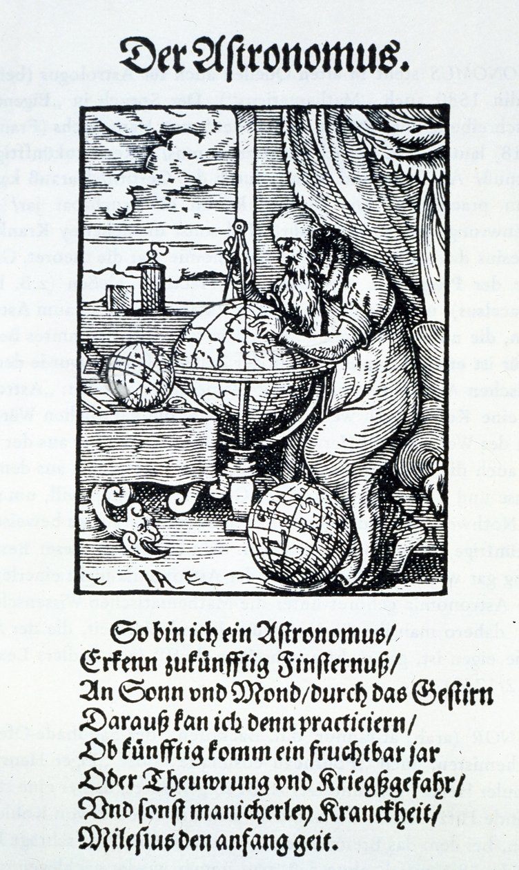 En astronom med et vers av Hans Sachs, pub. Frankfurt 1568 av Jost Amman